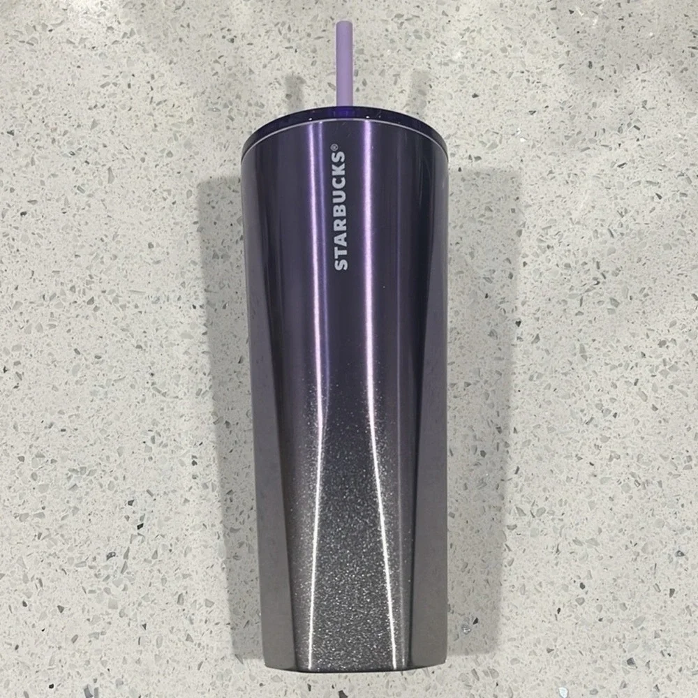 Starbucks 24oz‎ Winter Lilac Silver Ombré Geometric Tumbler with Straw New